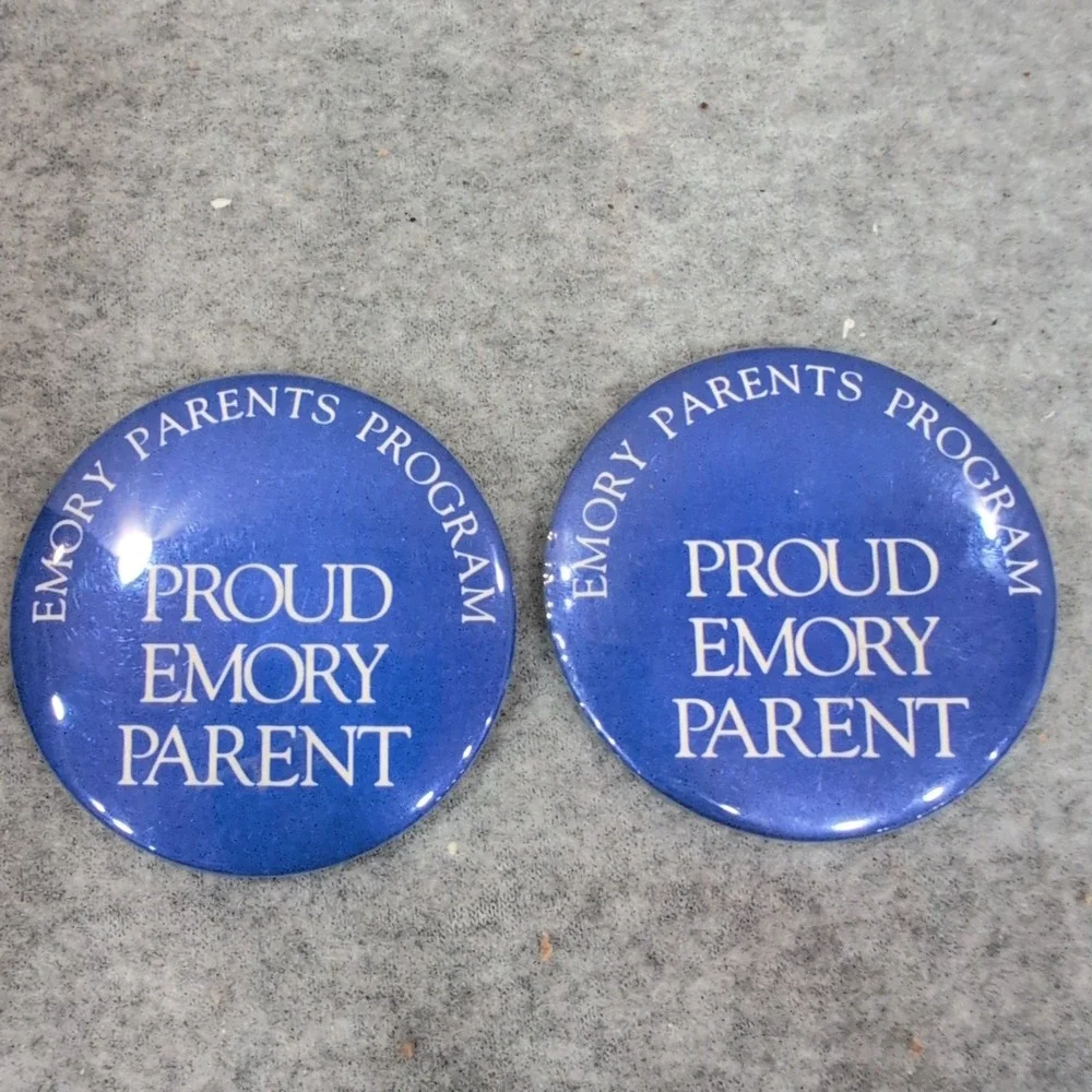Emory University Parents Program Proud Emory Parent Pinback Buttons Set of 2 Blu - Picture 1 of 2